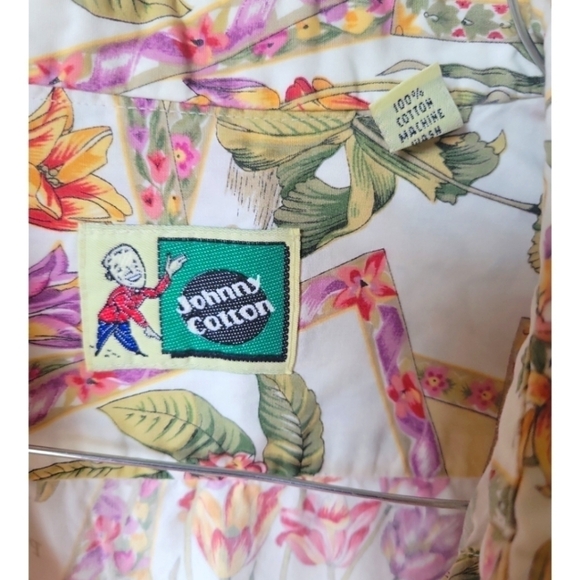 Johnny Cotton Multi Floral Print Button Down Long Sleeves Shirt Sz L - Picture 5 of 6